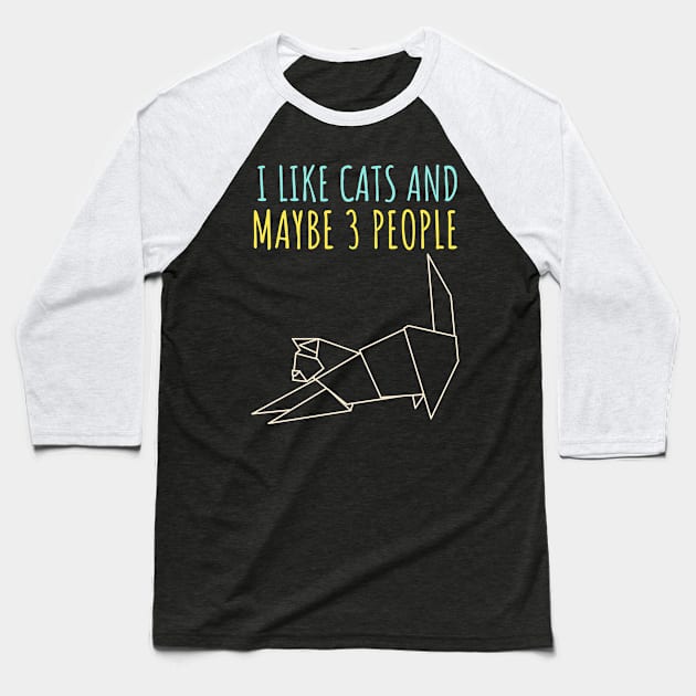 I like cats and maybe 3 people with Geometric Cat Baseball T-Shirt by Epsilon99